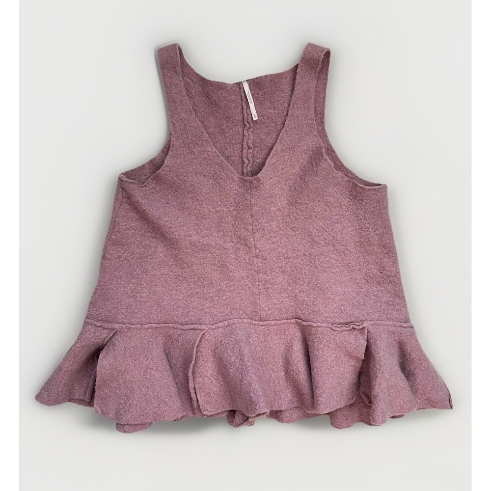 Free People 100% Wool Mauve Purple Tank Top Ruffle Sweater / Women’s Size Medium